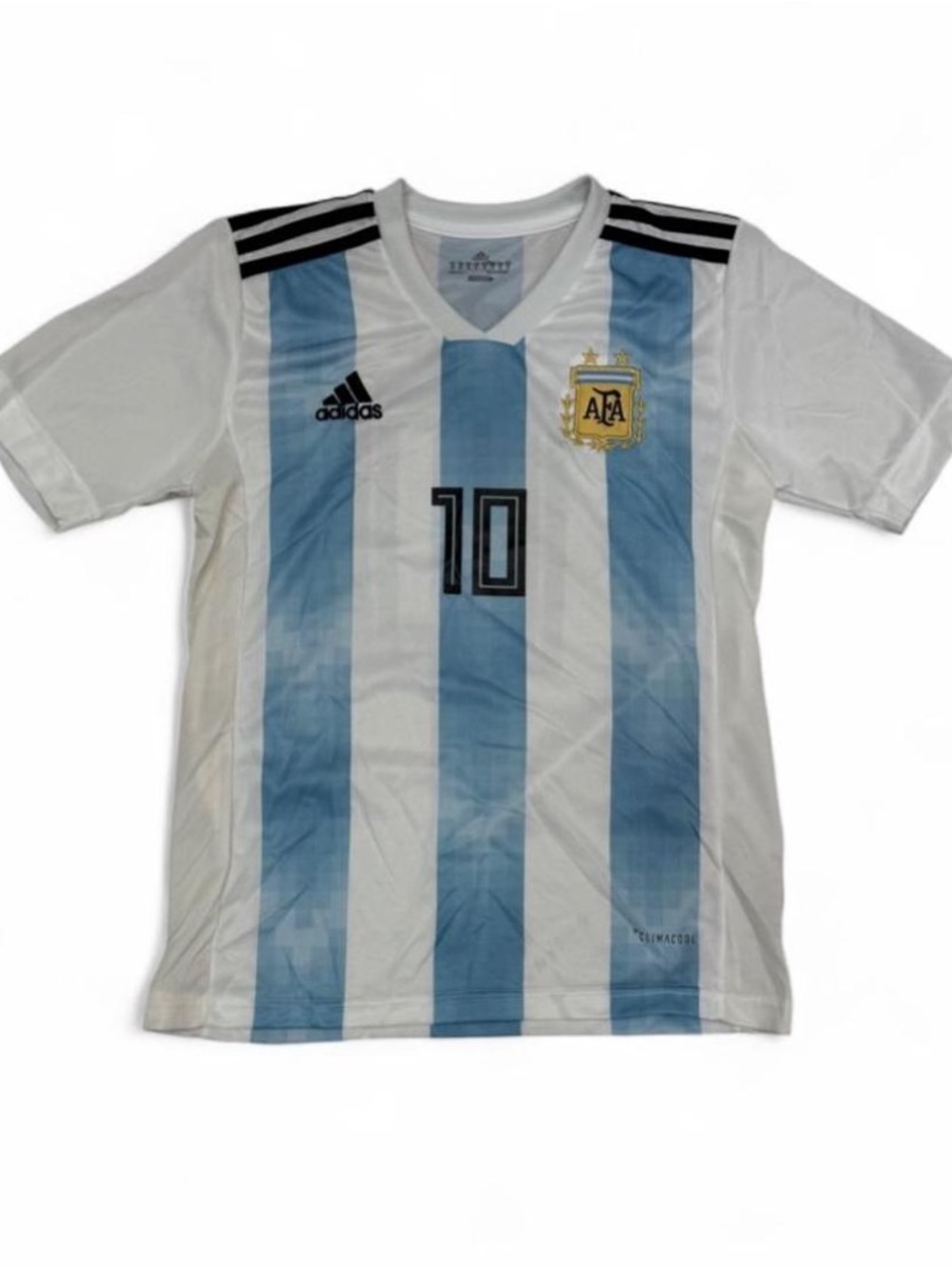 adidas Argentina White & Sky Blue Striped Football Jersey #10